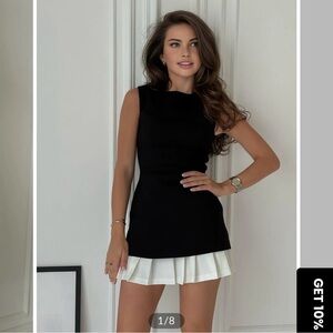 Commense Black and White Mini Dress